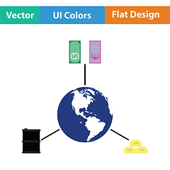 Image showing Oil, dollar and gold with planet concept icon