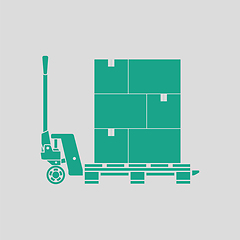 Image showing Hand hydraulic pallet truc with boxes icon