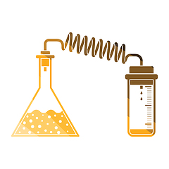 Image showing Icon of chemistry reaction with two flask