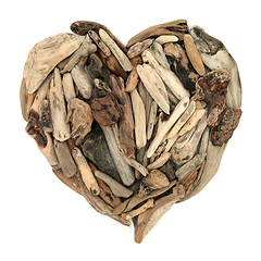 Image showing Heart Shaped Rustic Driftwood Composition