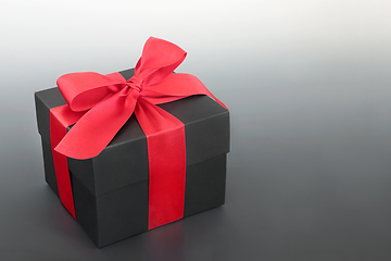 Image showing Black Gift Box with Red Bow  