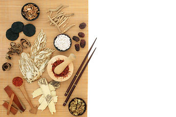 Image showing Ancient Chinese Herbal Medicine with Herbs and Spice