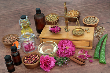 Image showing Preparing Herbs and Flowers for Skin Care Treatment