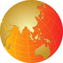 Image showing Map of Asia on globe  illustration