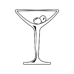 Image showing Icon of cocktail glass with olives