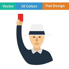 Image showing Cricket umpire with hand holding card icon