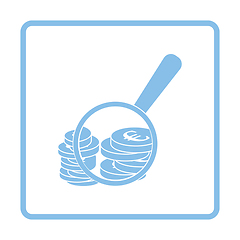 Image showing Magnifying over coins stack icon