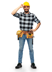 Image showing happy male worker or builder in helmet