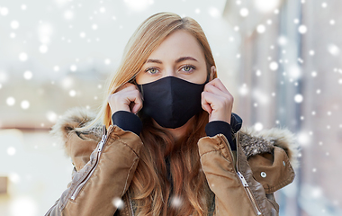 Image showing woman wearing protective reusable barrier mask