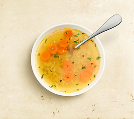 Image showing bowl of chicken broth soup