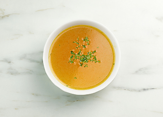 Image showing bowl of fresh chicken bouillon 