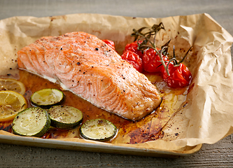 Image showing roasted salmon filet