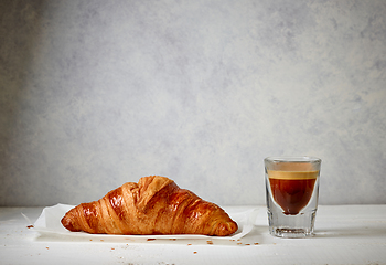 Image showing croissant and espresso coffee