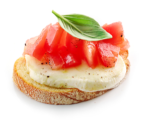 Image showing bruschetta with tomato and buffalo mozzarella