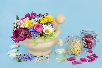 Image showing Preparation of Herbs and Flowers for Natural Plant Medicine 