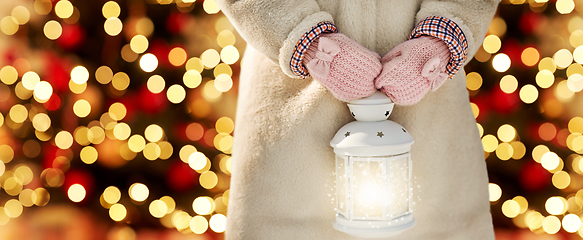 Image showing close up of girl with magical christmas lantern