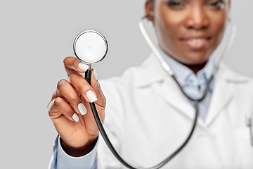 Image showing african american female doctor with stethoscope