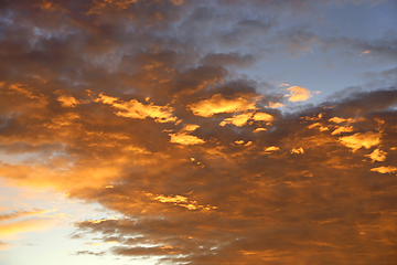 Image showing Fiery orange sunrise sky