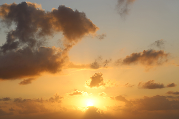 Image showing Beautiful orange sunset and sunrise sky