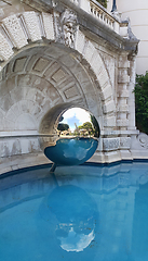 Image showing Mirror sphere and a pool in the garden, Monte Carlo, Monaco