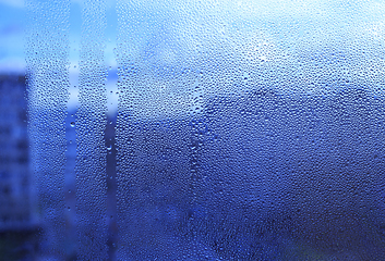 Image showing Water drops on window glass