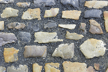 Image showing Paving stones road with gravel