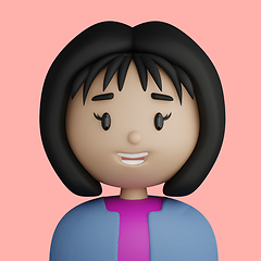 Image showing 3D cartoon avatar of smiling brunette woman