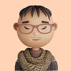 Image showing 3D cartoon avatar of smiling asian man