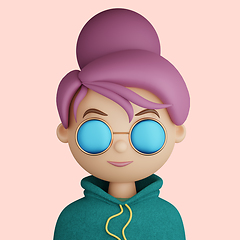Image showing 3D cartoon avatar of smiling young woman