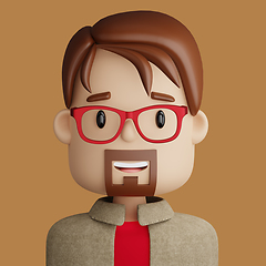 Image showing 3D cartoon avatar of smiling bearded man