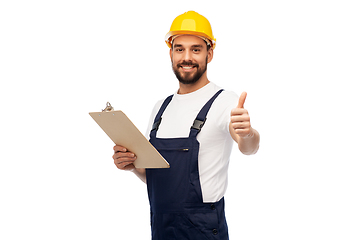 Image showing worker or builder with clipboard showing thumbs up