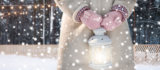 Image showing close up of girl with magical christmas lantern