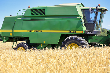 Image showing John Deere Combine Harvester in Field, Detail