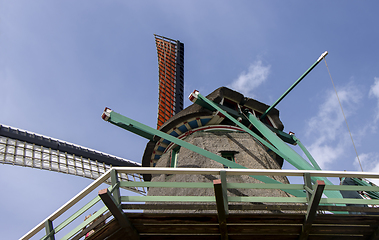 Image showing Old windmill in Zaan Schans countryside close to Amsterdam