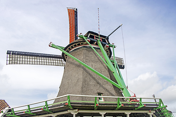 Image showing Old windmill in Zaan Schans countryside close to Amsterdam