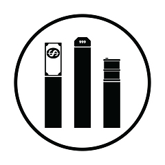 Image showing Oil, dollar and gold chart concept icon