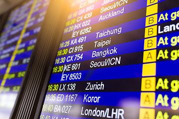 Image showing Airport display flight number