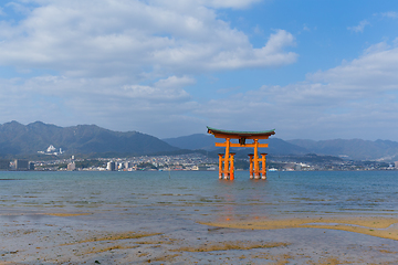 Image showing Itsukushima Shrine in Japan and sunshine