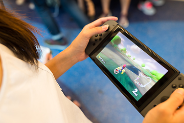 Image showing Hong Kong, 19 May 2017 -:Playing mario kart 8 on Nintendo Switch