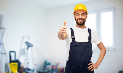 Image showing male worker or builder showing thumbs up