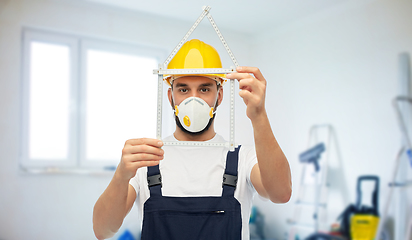 Image showing male worker or builder with carpenter's rule