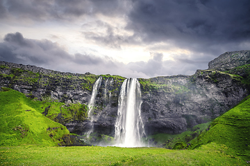 Image showing The beautiful Seljalandsfoss waterfall in Iceland