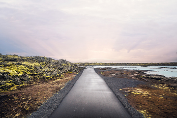 Image showing Asphalt trail at the Blue Lagoon in Iceland