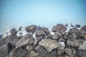 Image showing Lava rocks by the Blue Lagoon in Iceland