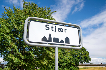 Image showing Stjaer city sign in a rural countryside location