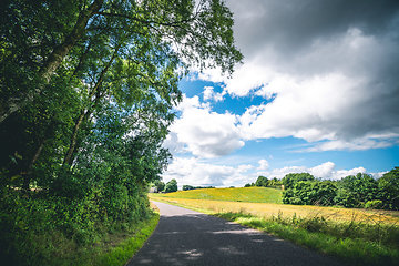 Image showing Countryside landscape with an asphalt road