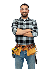 Image showing happy male worker or builder with crossed arms