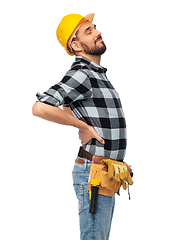 Image showing male worker or builder having back ache