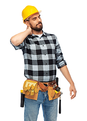 Image showing male worker or builder with neck pain