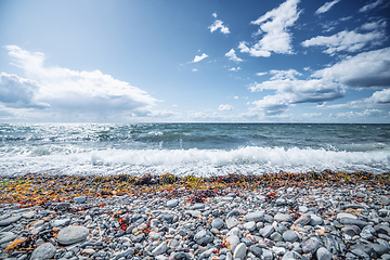 Image showing bay, gravel, ende, scandinavia, nordic, fresh, horizontal, waves